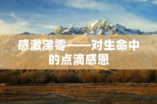 感激涕零——对生命中的点滴感恩 感激涕零——对生命中的点滴感恩