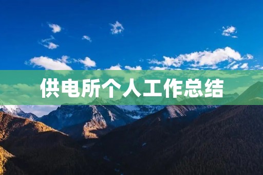 供电所个人工作总结