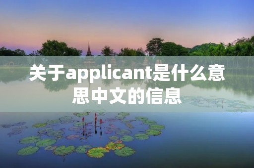 关于applicant是什么意思中文的信息