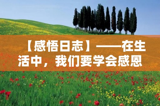 【感悟日志】——在生活中，我们要学会感恩