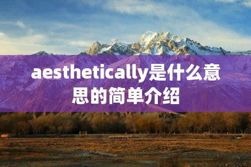 aesthetically是什么意思的简单介绍 aesthetically是什么意思的简单介绍