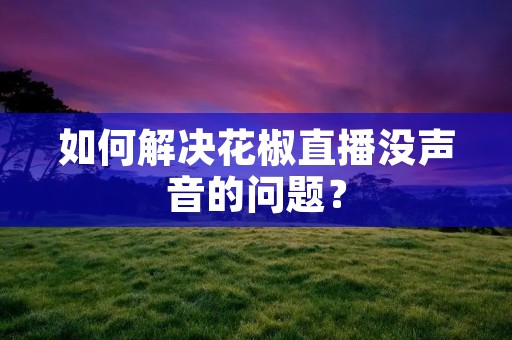 如何解决花椒直播没声音的问题? 如何解决花椒直播没声音的问题?