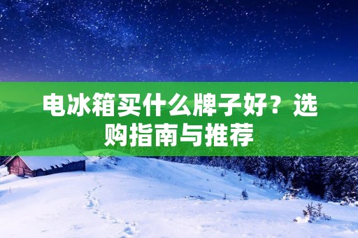 电冰箱买什么牌子好？选购指南与推荐
