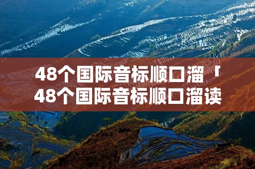 48个国际音标顺口溜「48个国际音标顺口溜读法大全」