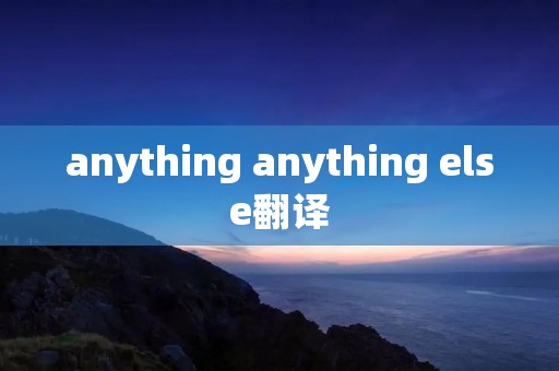 anything anything else翻译