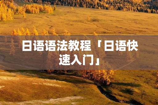 日语语法教程「日语快速入门」