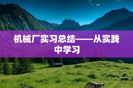 机械厂实习总结——从实践中学习