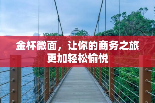 金杯微面，让你的商务之旅更加轻松愉悦