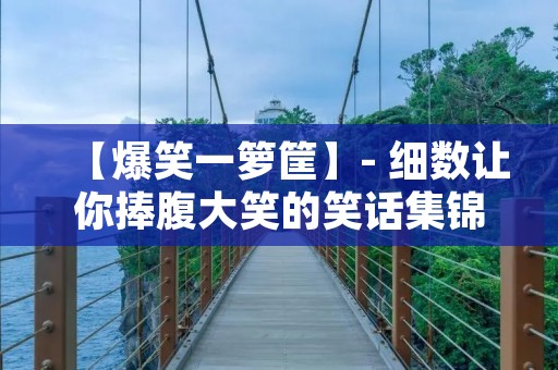 【爆笑一箩筐】- 细数让你捧腹大笑的笑话集锦 【爆笑一箩筐】- 细数让你捧腹大笑的笑话集锦