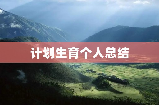 计划生育个人总结