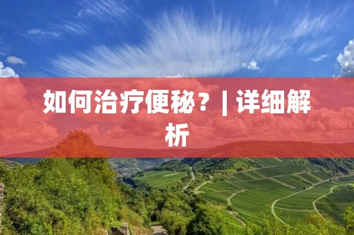 如何治疗便秘?| 详细解析 如何治疗便秘?| 详细解析