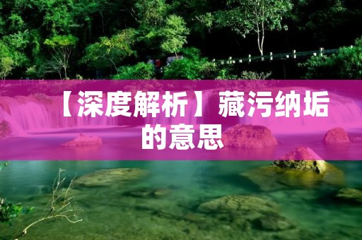 【深度解析】藏污纳垢的意思