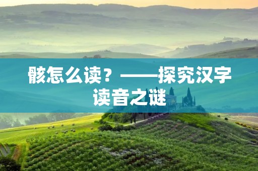 骸怎么读?——探究汉字读音之谜 骸怎么读?——探究汉字读音之谜