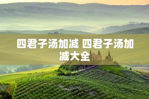 四君子汤加减 四君子汤加减大全