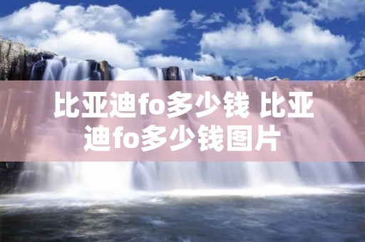 比亚迪fo多少钱 比亚迪fo多少钱图片