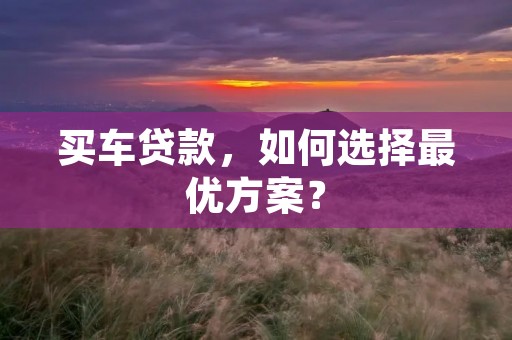 买车贷款,如何选择最优方案? 买车贷款,如何选择最优方案?