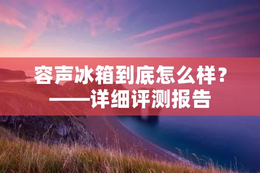 容声冰箱到底怎么样？——详细评测报告