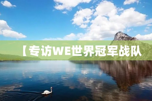 【专访WE世界冠军战队：团结协作是胜利的关键】
