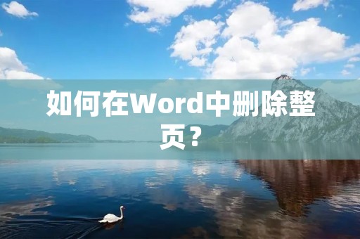 如何在Word中删除整页？