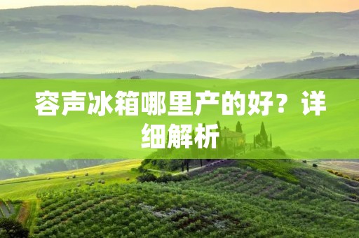 容声冰箱哪里产的好？详细解析