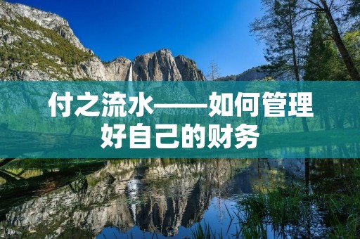 付之流水——如何管理好自己的财务