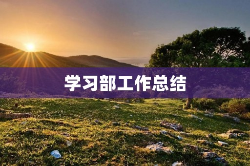 学习部工作总结：提升学生学习质量