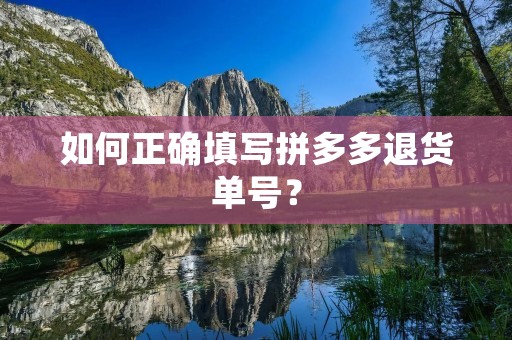 如何正确填写拼多多退货单号？