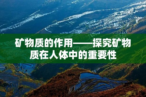 矿物质的作用——探究矿物质在人体中的重要性 矿物质的作用——探究矿物质在人体中的重要性