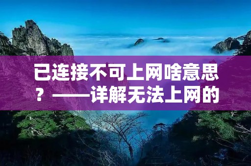 已连接不可上网啥意思？——详解无法上网的原因及解决方法