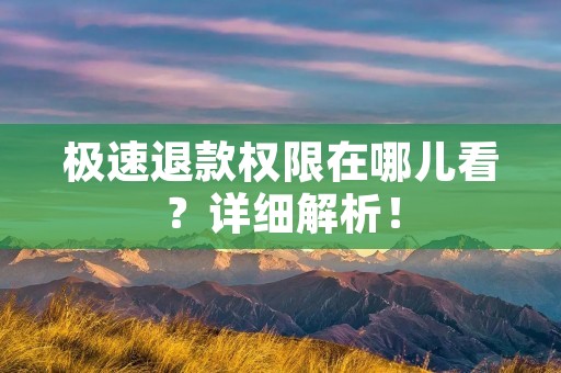 极速退款权限在哪儿看?详细解析!