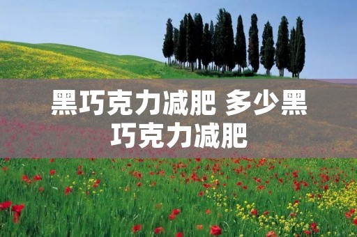 黑巧克力减肥 多少黑巧克力减肥