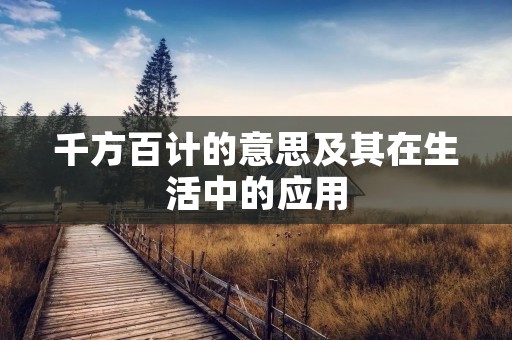 千方百计的意思及其在生活中的应用