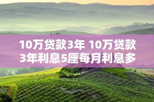 10万贷款3年 10万贷款3年利息5厘每月利息多少