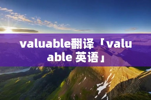 valuable翻译「valuable 英语」