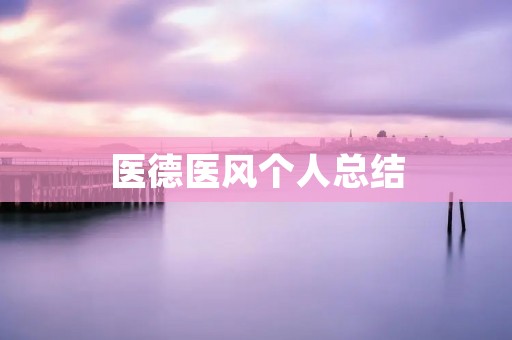 医德医风个人总结