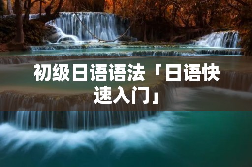 初级日语语法「日语快速入门」