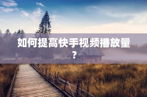 如何提高快手视频播放量?