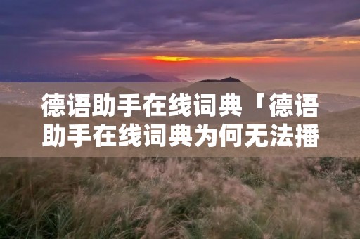 德语助手在线词典「德语助手在线词典为何无法播放原声例句?」 德语助手在线词典「德语助手在线词典为何无法播放原声例句?」