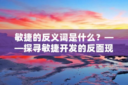 敏捷的反义词是什么？——探寻敏捷开发的反面现象