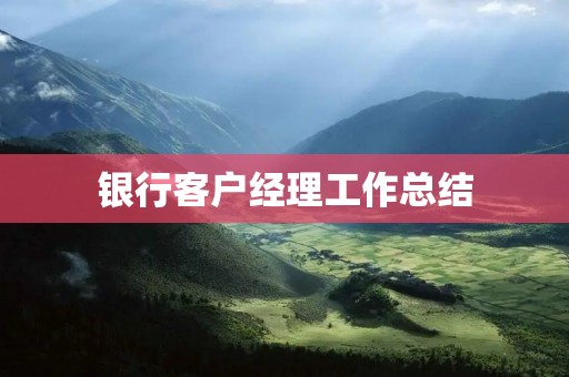 银行客户经理工作总结