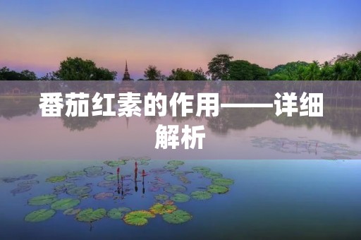 番茄红素的作用——详细解析 番茄红素的作用——详细解析