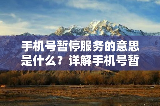 手机号暂停服务的意思是什么?详解手机号暂停服务的原因及注意事项