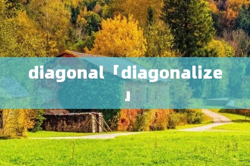 diagonal「diagonalize」 diagonal「diagonalize」