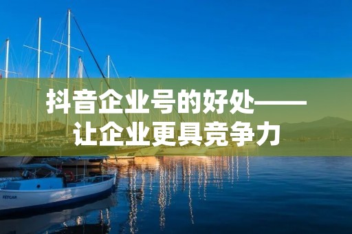 抖音企业号的好处——让企业更具竞争力