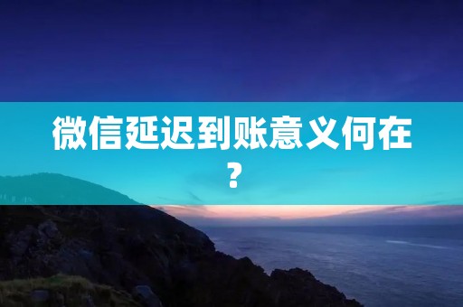 微信延迟到账意义何在?
