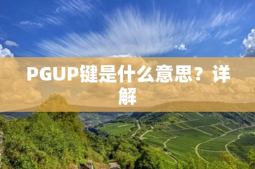 PGUP键是什么意思?详解