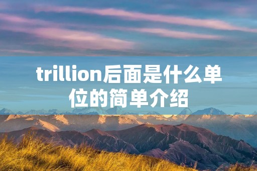 trillion后面是什么单位的简单介绍