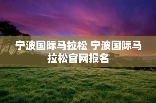 宁波国际马拉松 宁波国际马拉松官网报名