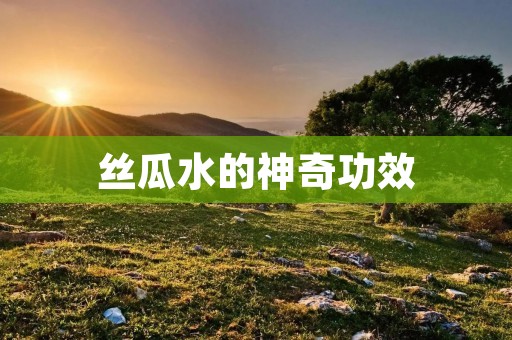 丝瓜水的神奇功效