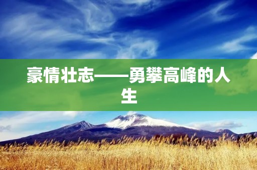 豪情壮志——勇攀高峰的人生 豪情壮志——勇攀高峰的人生